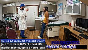 Dr Tampa Gives Petite Tattoo Nurse Zombae Rough Physical Exam with Glove Fetish Spreading