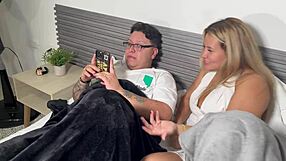 stepmom sneaks rough monster cock ride while hubby sleeps nearby