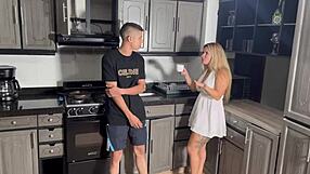 stepmom sneaks rough monster cock ride while hubby sleeps nearby