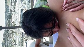 Hey Nicole Doshi, Ember Snow's tongue feels amazing on that LA balcony!