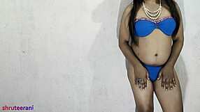 Indian Shemale Crossdresses In Blue Bikini