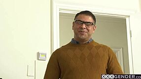 guy gulps gracie jane's big dick before slamming her tight tattooed ass