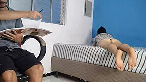 damn hot stepmom bends over, shows that tight ass for stepson's hard cock 😈🍑