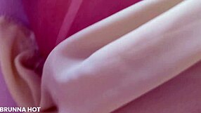 brazilian girl wakes up horny fingers her wet pussy then shoves dildo deep in bed