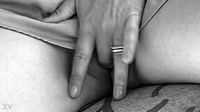 Girl fingers wet pussy secretly under desk table!