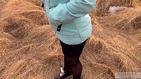 Married hot wife pantyhose fuck outdoors ends in mouthful cum