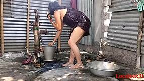 village wife fucks outdoor with husband's friend in real video