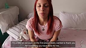 Petite Redhead Babysitter's Sloppy Deepthroat Blowjob Leads to Boss Doggystyle Fuck