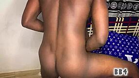 Big dick bangs slim ebony naija wet pussy standing doggystyle rough creampie