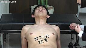 japanese office lady dominates with cfnm facesitting footjob and spitting