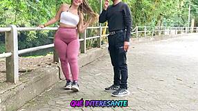 horny latina with big ass and natural tits does sex for cash after street interview