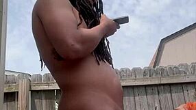 Big black cock bends ebony over outdoors for rough creampie doggystyle!