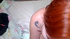 Redhead webcam slut swallows cousin's cock, spanked ass takes cum load!