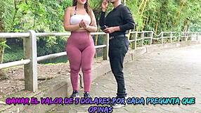 horny latina with big ass and natural tits does sex for cash after street interview