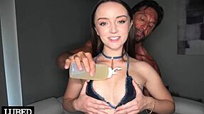 whoa this petite oiled slut's tight pussy rides monster cock missionary creampie blowjob 😍💦