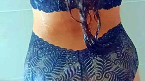 Gorgeous Tanned Latina Teens Shower After Pool with Shaved Pussy Masturbation and Orgasm