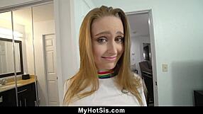 stepbro catches stepsis deepthroating huge cucumber pov