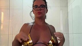 Chubby Brazilian Blonde Teases Follower With Bath Exhibition