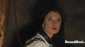 merciless madame binds whips big ass tits lesbian slave fer pussy fingering orgasm in garage