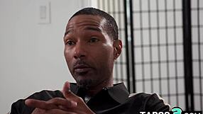 Hot blonde milf masseuse Andi Avalon rides client's oiled big black cock.