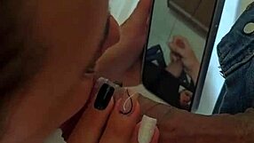 kalena mitrak takes cock while fan jerks off nearby