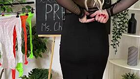 Teacher in fishnets and heels teases with big tits and feet?