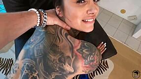 Brunette milf Giuliana bends over her big ass for rough doggystyle then takes pretty pussy creampie.