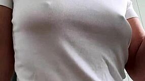 i get so slippery rubbing baby oil over my wet t-shirt curves