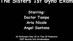 ever wonder what happens during sisters' first humiliating gyno exam with angel santana and aria nicole?