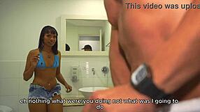 Stepfather Caught Masturbating in Bathroom Gets Horny Stepdaughter's Shaved Pussy Ride