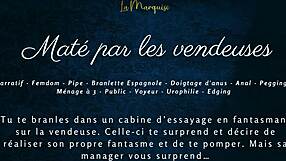 french dude eaten out by saleswomen in public outdoor humiliation