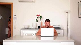 Wife Fucked Hard on Desk Creampie Leg Shaking Orgasm