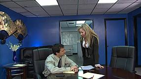 The insatiable office manager corners her employee for a brutal pussy-pounding quickie ride
