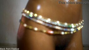 Shiny oiled black skinny body small waist tits fetish tease