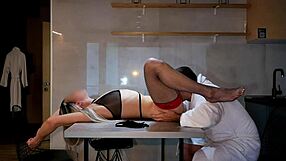 she plays role in unusual dinner then takes creampie in pussy pov