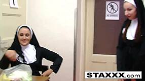 naughty nuns stuffing food in stockings and pussies 😈🍆