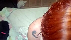 Redhead webcam slut swallows cousin's cock, spanked ass takes cum load!
