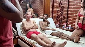 hot 18yo brazilian newbie rides two huge cocks first time backstage screams