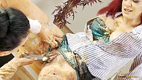 Horny Redhead Babe Gifts Birthday Girl Desk Lesbian Dildo Fuck