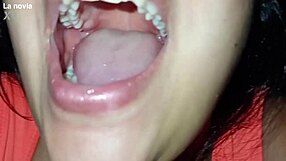 close-up deepthroat blowjob on huge cock gagging choking cum in mouth swallow for valentines