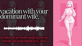 Mistress Tempting Petals Forces Sissy Feminization with Strapon Buttplug Big Tits