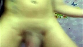 Teenage ladyboy teases her throbbing shaft on webcam with seductive strokes