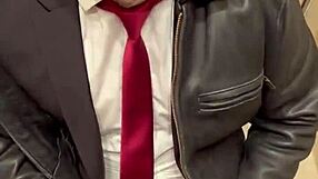 Kinky Office Suit Leather Men Play Raw Power Games