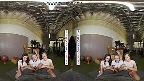 kyler quinn paige owens tag team gym stud cock with pussies and mouths!