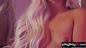 tiny elsa jean poses in black lingerie stripping to shaved pussy