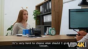 flexible office babe trades all holes for flexible loan in casting