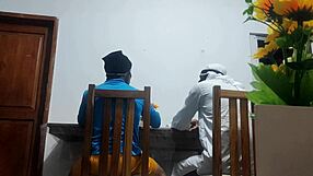 Camera catches kinky latina restaurant whore fucked hard in miniskirt by college guys roleplay style