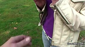 Two guys lure skinny teen stranger for public park fuck cash!