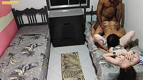 Black pornstar teaches lingerie slut anal assfucking creampie orgy with husband