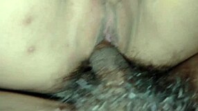 Beautiful brunette girlfriend's big tits sucked rough before dripping creampie